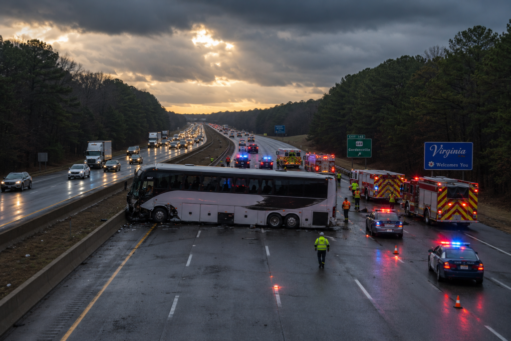 Current image: fatal bus crash I-95 Virginia